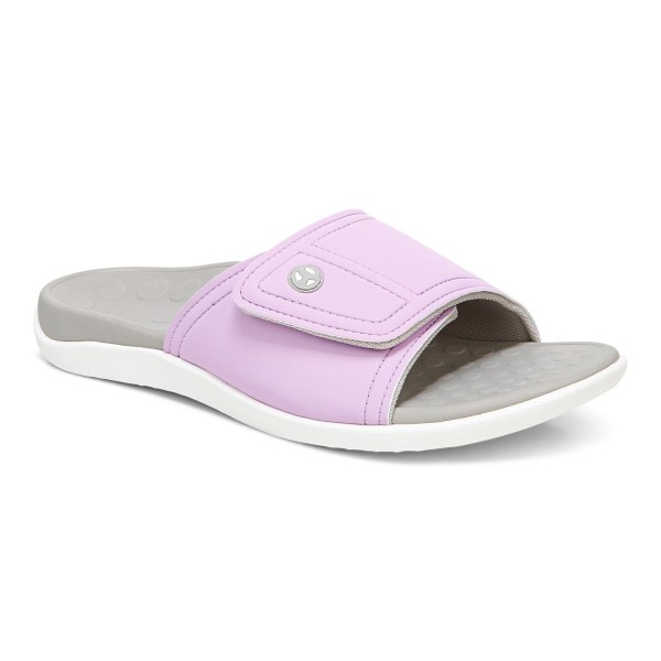 Vionic Sandals Ireland - Kiwi Slide Sandal Purple - Mens Shoes Discount | KZHEI-6805